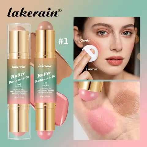 Multipurpose Blush Stick Moisturizing Skin Long Lasting Natural Double-headed Bronzer-Blush Stick Pigmented Beauty Makeup