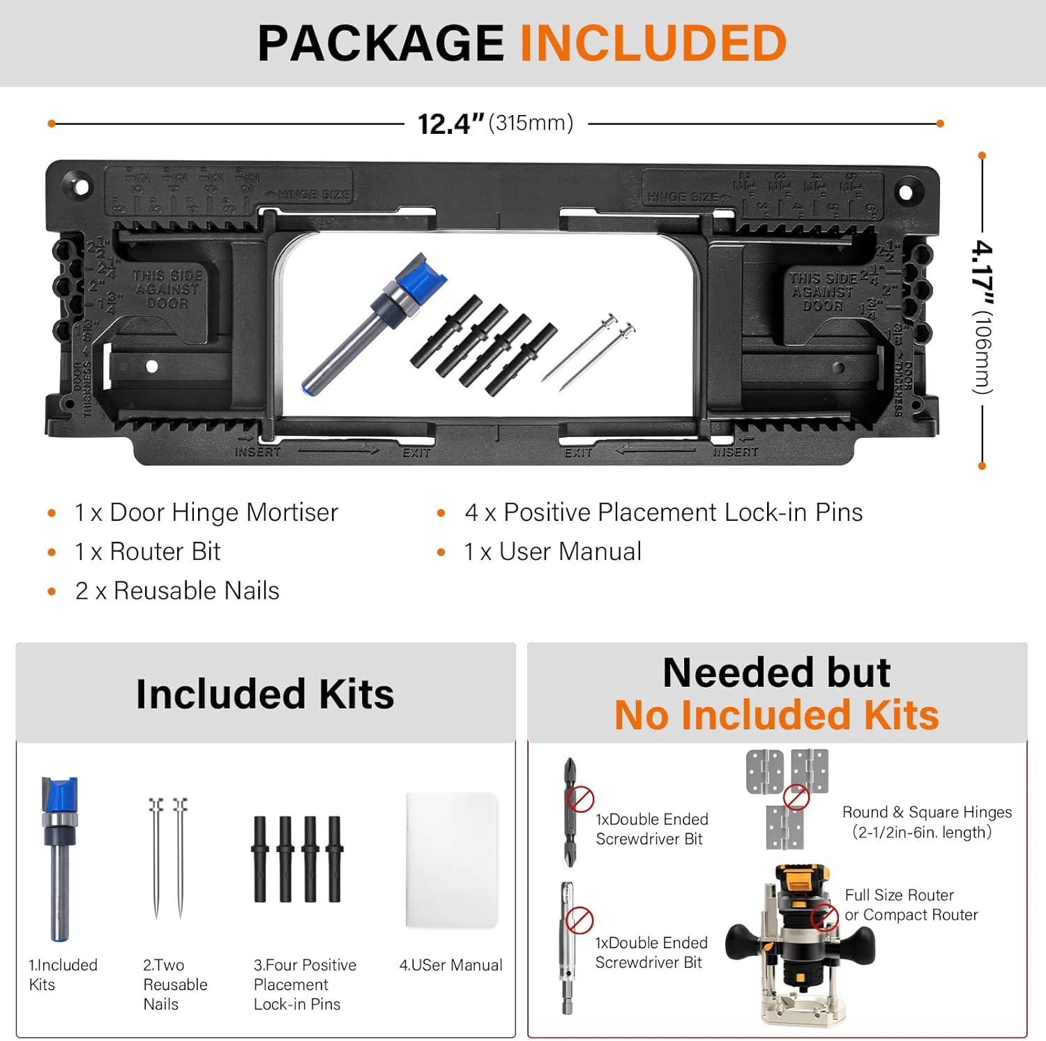 Door Hinge Jig Door Hinge Template Compatible with 8 Hinge Sizes from 2-1/2\