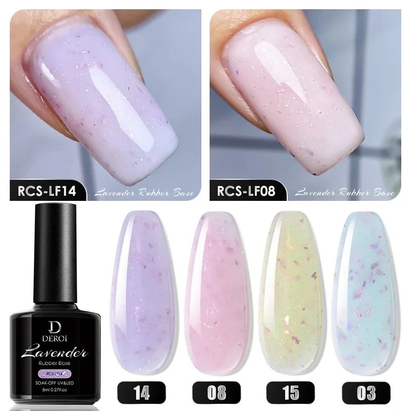 DEROI Melkwit Naakt Rubberen Basis Nagelgel Polish voor Nail Art Glitter Roze UV Gel Semi Permanent voor Manicure Nagelbenodigdheden 8ml