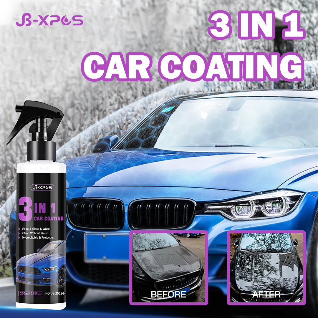 3 in 1 Car Ceramic Coating Hydrophobic Liquid Polymer More Shine Fortify for Paint Glass ,Wheel & Paint Care JB 44