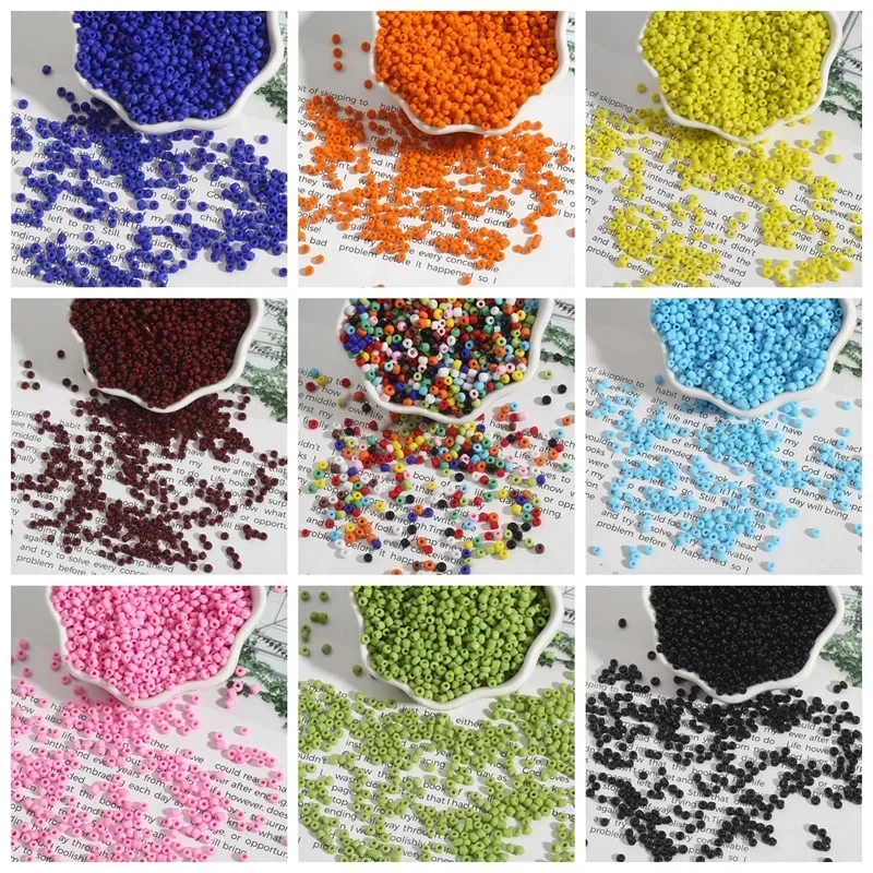 2/3/4mm Solid Color Rice Beads Mini Round Color Spacer Seed Bead for Making DIY Jewelry Bracelet Necklace Handcraft Accessories