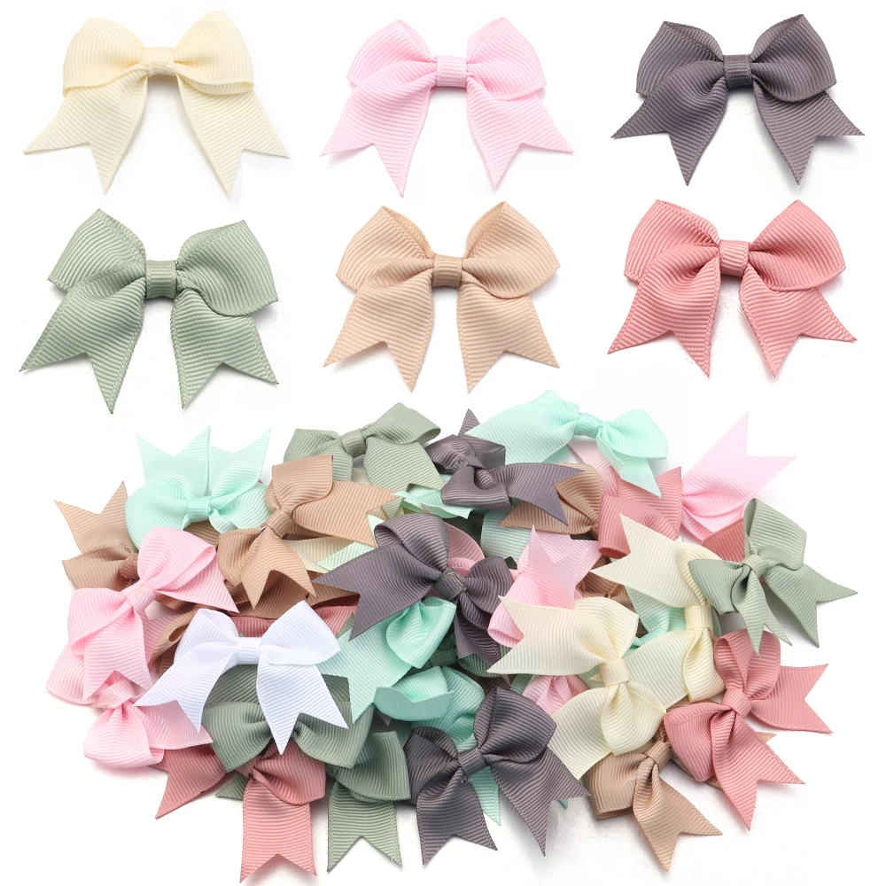 20-40pcs/lot Colorful Handmade Rib Bows Polyester Swallowtail Bowknot For Jewelry Making DIY Clothes Hair Clips Accessories