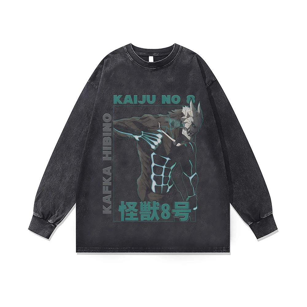 

Потертый свитшот, винтажная стираная футболка большого размера, уличная одежда в стиле Харадзюку, аниме, готическая мужская одежда, повседневные хлопковые топы