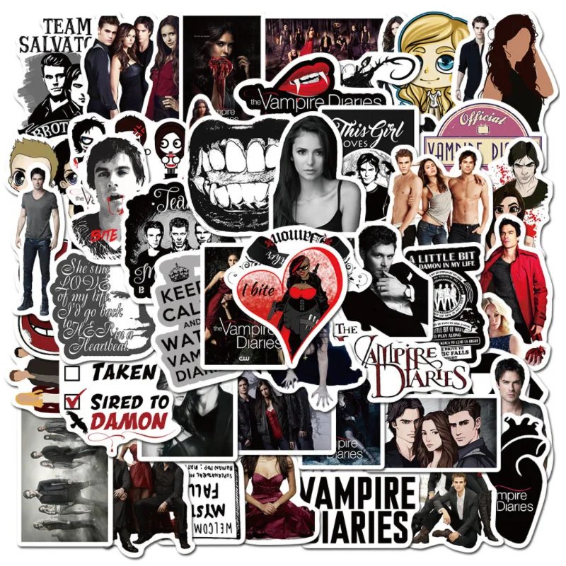 

10/30/50pcs The Vampire Diaries Graffiti Classic Stickers Window Wall Water Cup Trolley Popular Skateboard Travel Suitcase