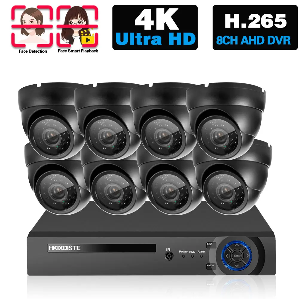 CCTV surveillance camera system 8CH 8MP AHD camera system AHD DVR video recorder with 8MP AHD IP66 waterproof Dome camera kit