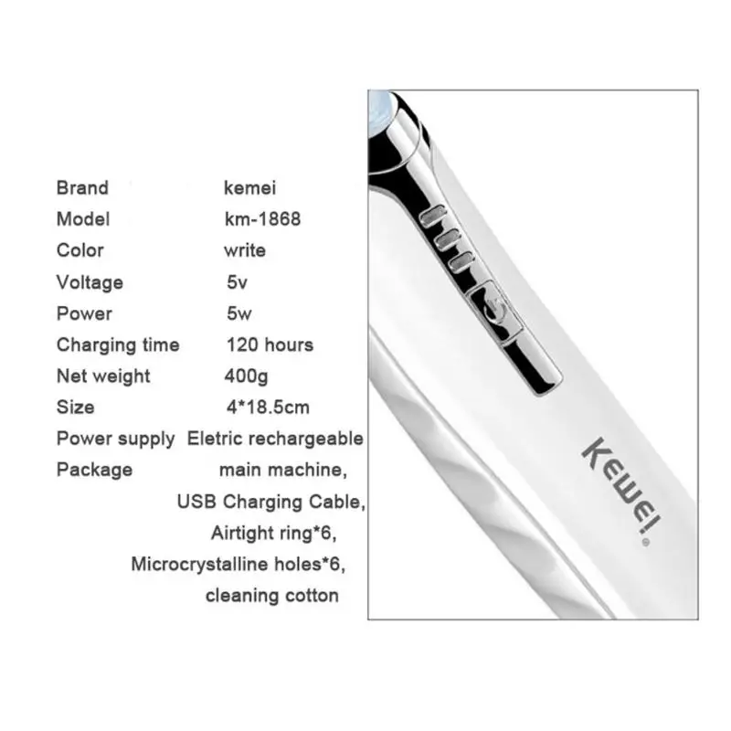 Kemei Facial Pore Cleaner Electric Portable Removal Blackhead KM-1868 Suction Acne Remover Tool Kit Skin Care Beauty Machine