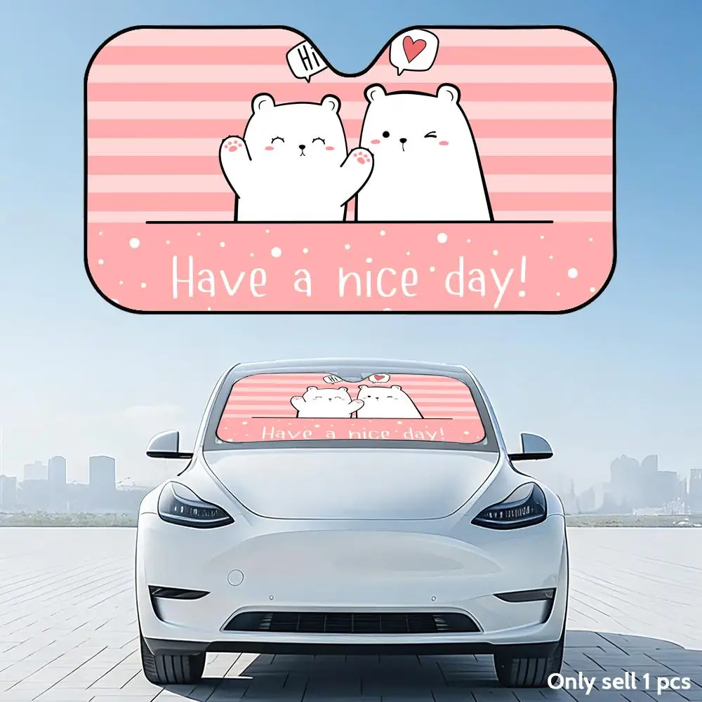 

HAVE A NICE DAY Cute Animal Sun Visor Reusable Aluminum Foil Car Windshield Sun Visor UV Protector Heat Insulation Cover Shade