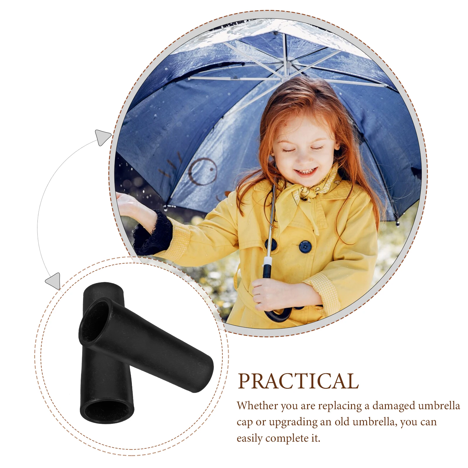 

2 Pcs Umbrella Cap Tail Beads Part Accessory Kit Socket Pole Caps Plastic Repair Accessories Travel