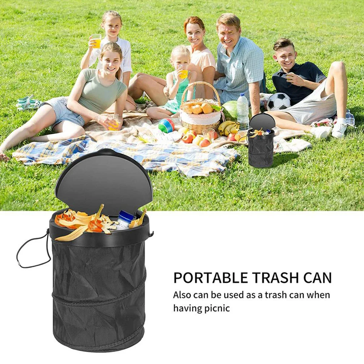 Car Trash Can Foldable Car Dustbin with Lid Leak-Proof Waterproof Car Trash Bin Hanging Washable Car Garbage Container Portable