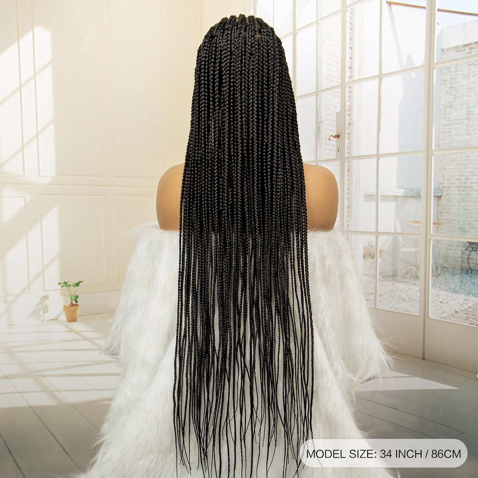 Volle Spitze Cornrow geflochtene Perücken synthetische knotenlose Box Braids Perücke für schwarze Frauen 34 Zoll handgemachte Spitze Frontal Flechten Perücke