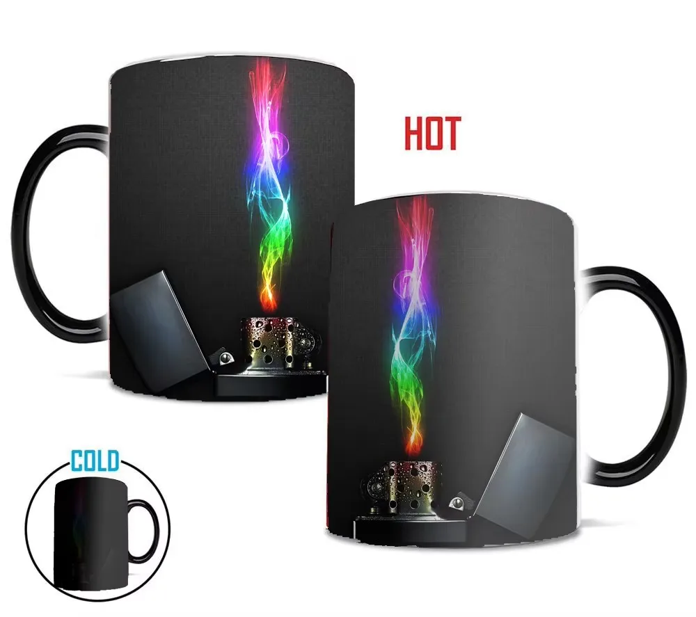 

Cool Fire Coffee Mugs Unique Creative Husband Man Cups Magical Morphing Mugen Heat Color Changing Drinkware