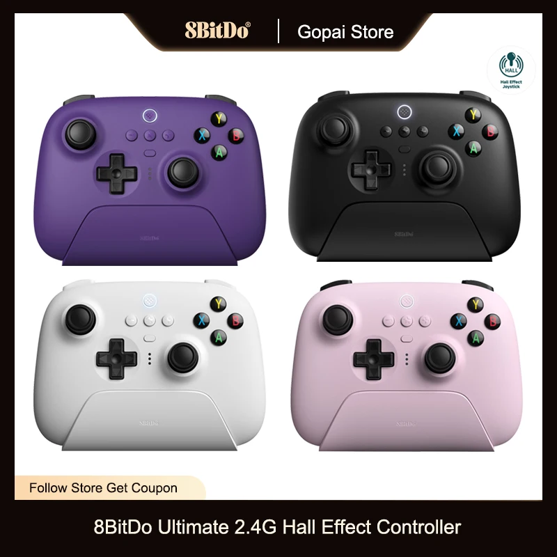 8BitDo 무선 홀 이펙트 조이스틱 컨트롤러, PC, 윈도우 10, 11, 스팀, 안드로이드용 충전 도크 포함, 얼티밋 2.4G, 신제품