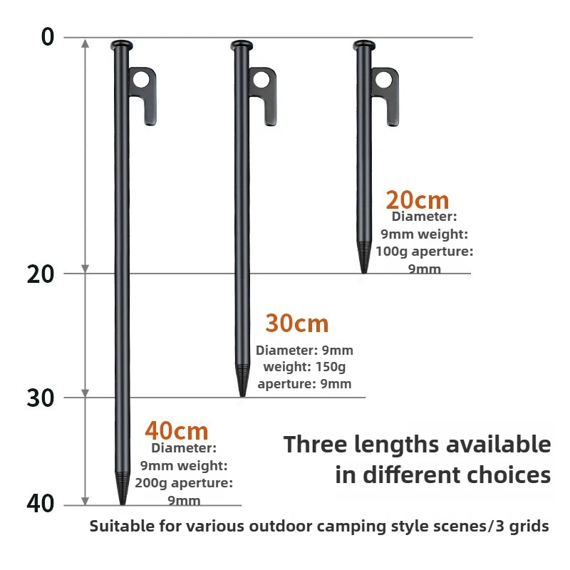 

High-strength Carbon Steel Tent Pegs Are Suitable for Camping Scenarios on Hard Ground, Gravelly Soil, River Sand, and Dry Clay