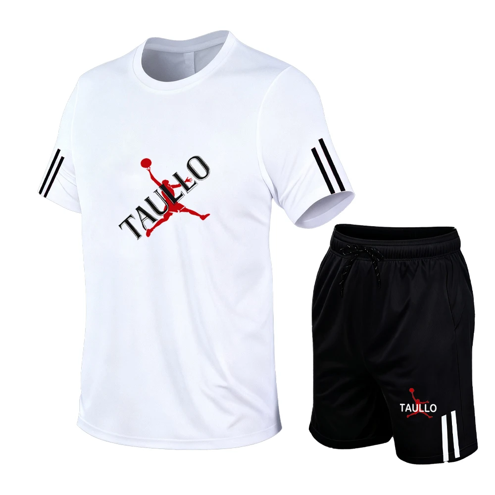 2025 Speed Drying Sports Set Men's Summer Thin Stretch Running Fitness Speed Drying Clothes Men's Ice Silk Mesh Short Sleeve Sho
