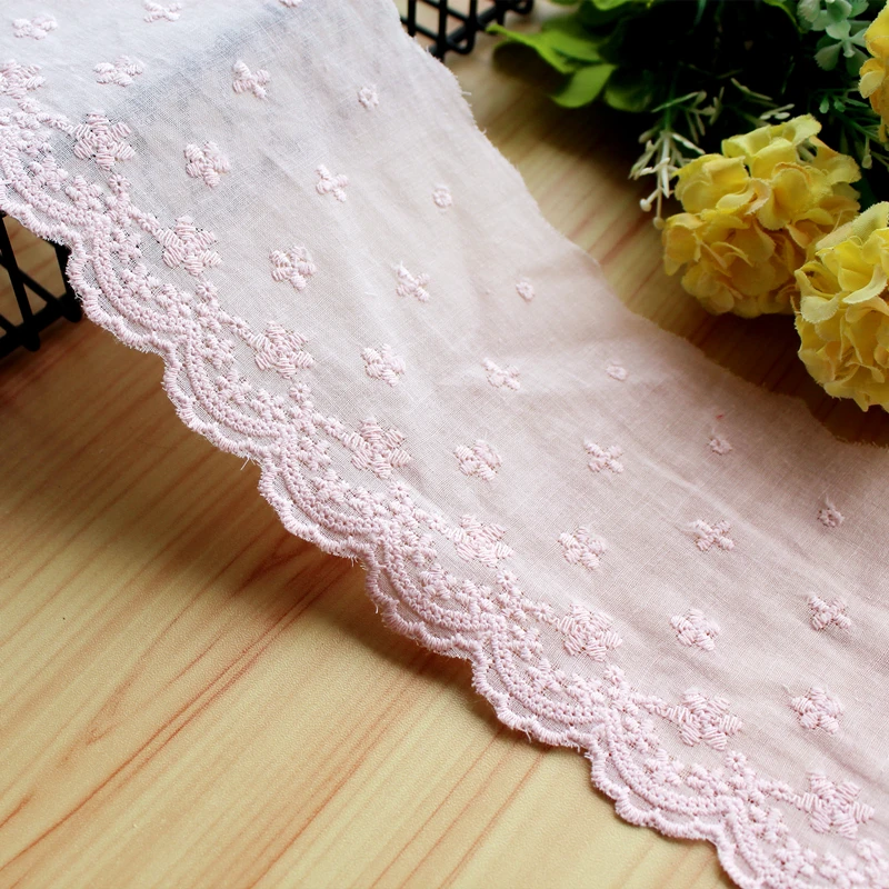 3Yards Colors Cotton Embroidery Lace Trim Accessories Dentelle 9.8cm Wide DIY Handmade Skirt Bedding Curtains Lace Fabric Sewing