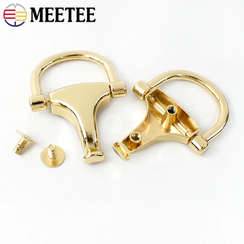 Meetee 2/4pcs Bag Side Clip Ring Buckle Metal Hanging Pendant Clasp Screw Handle Chain Hook Buckles DIY Hardware Accessories