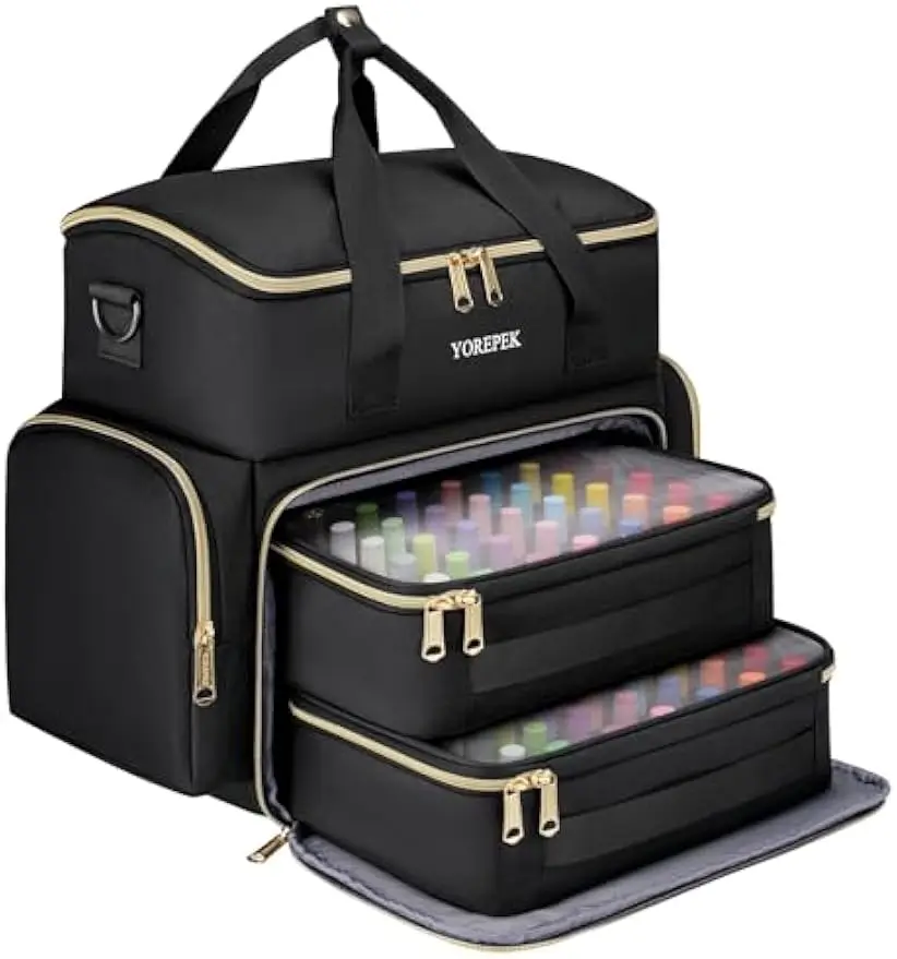 

Большой футляр-органайзер для лака для ногтей вмещает 70 бутылок, УФ-лампа и дорожная сумка для гель-лака со съемными чехлами