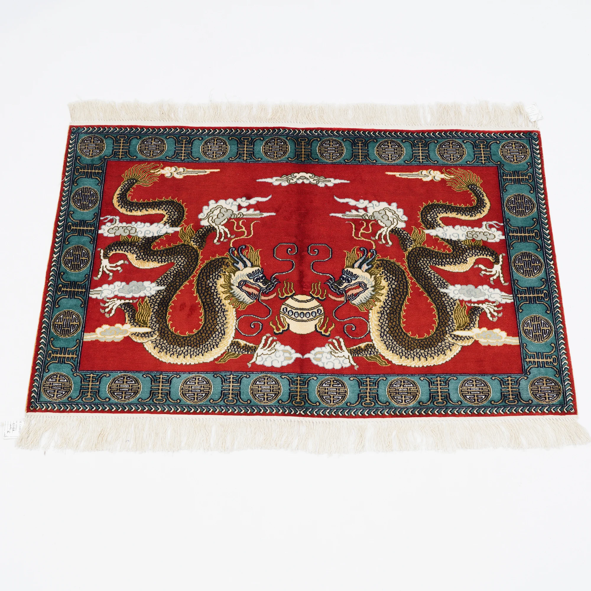 Yilong 2'x3' High Density Carpet Dragon Tapestry Red Small Oriental Silk Rugs (TJ136H)