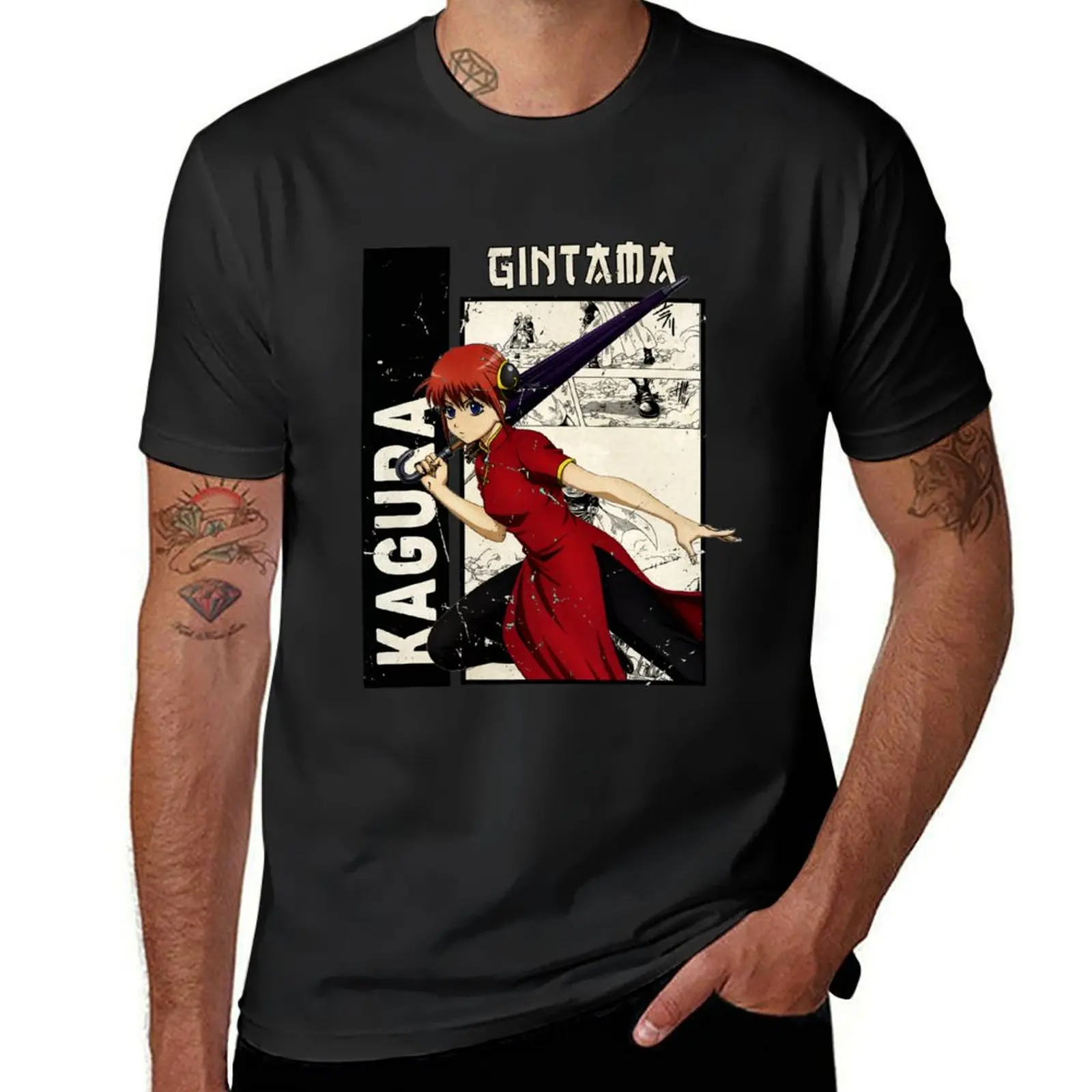 Kagura, gintama T-Shirt vintage funnys kawaii clothes black t shirts for men