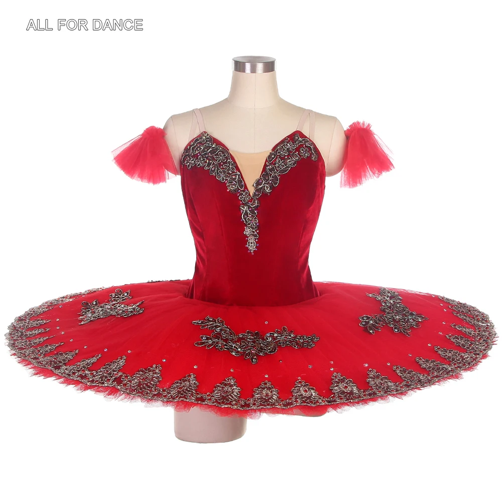 

B22126 Red Velvet Professional Classical Ballet Tutu Ballerina Dance Costume Pancake Tutu Dress with 10 Layer of Stiff Tulle