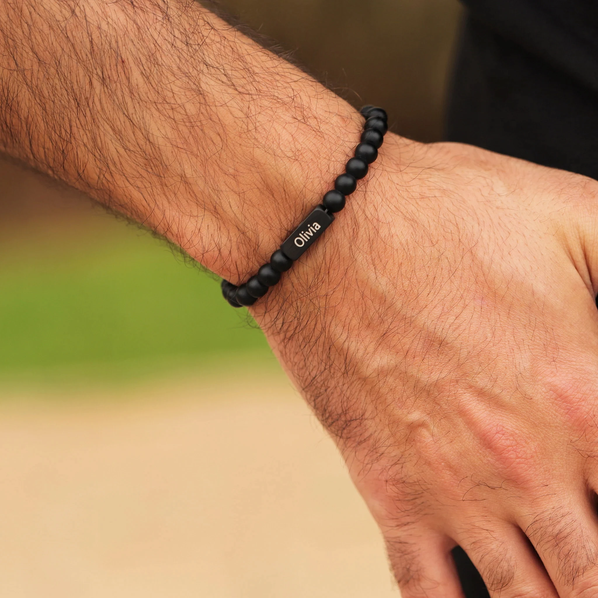 قطعة واحدة، سوار رجالي مخصص بأسماء هدية مثالية لعيد الميلاد للزوج والجد، سوار من الخرز للرجال