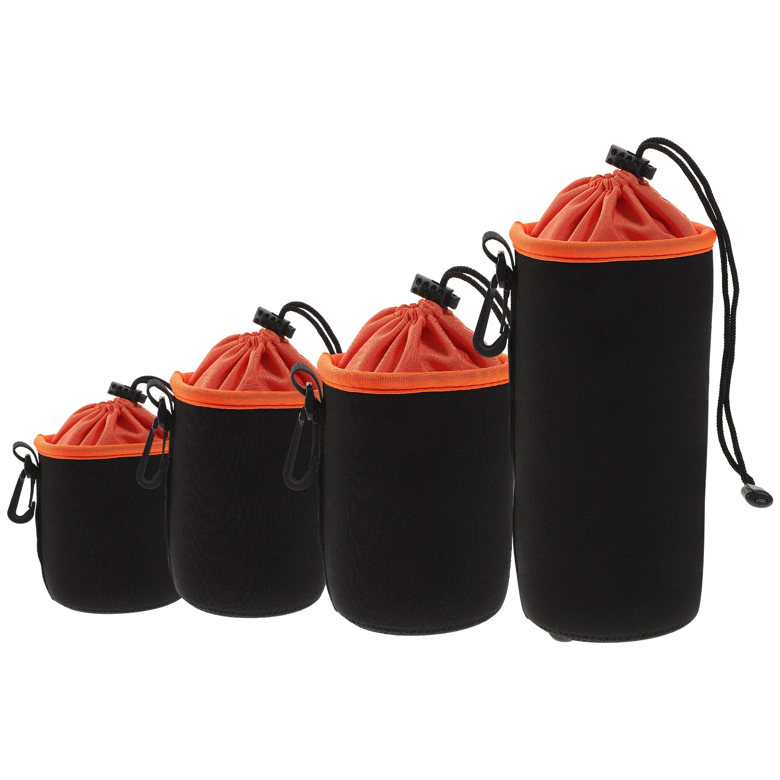 

4 Pcs Waterproof Camera Lens Bag Drawstring Case for Lens Storage Travel Cloth Pouch Protects from S Dust Impact Scratches