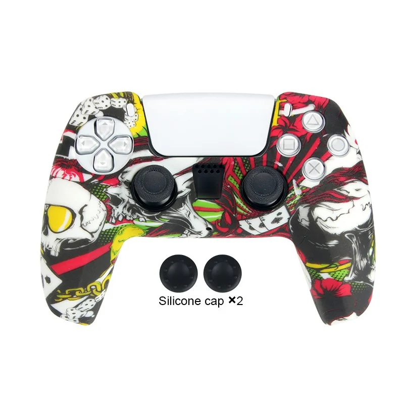 ฝาครอบป้องกันซิลิโคนข้อมูลกบสำหรับการป้องกันผิวหนังของ Playstation 5ฝาครอบนิ้วโป้งสำหรับจอยควบคุมเกม PS5