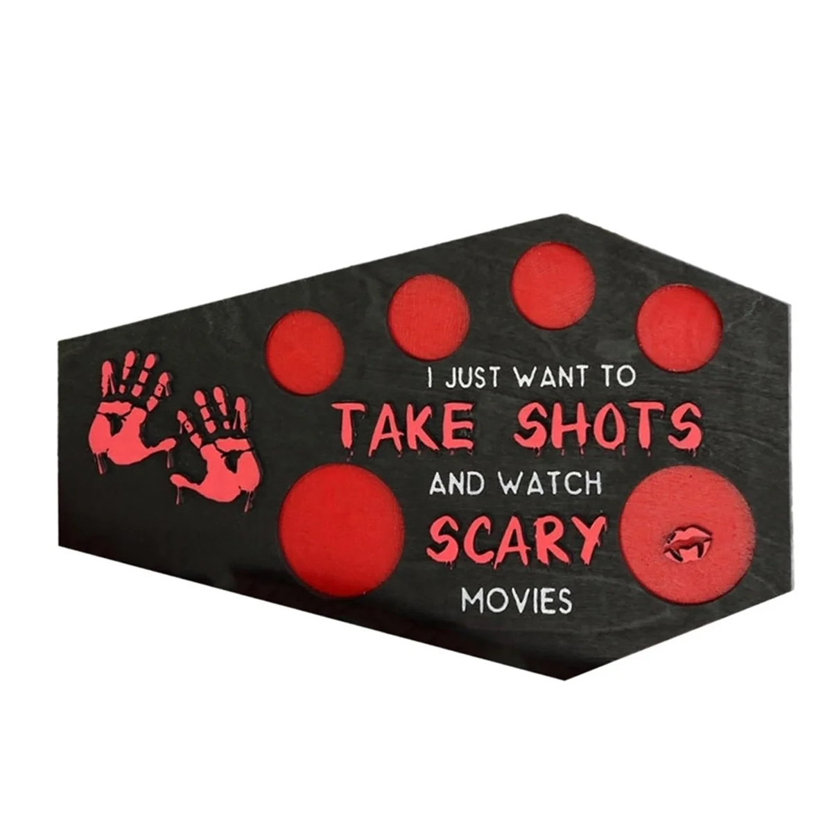 Halloween Horror Shot Tray, Wired Shape Horror Ice Tray, Wooden Shot Glass Tray, Kitchen Accessories Wine Shot