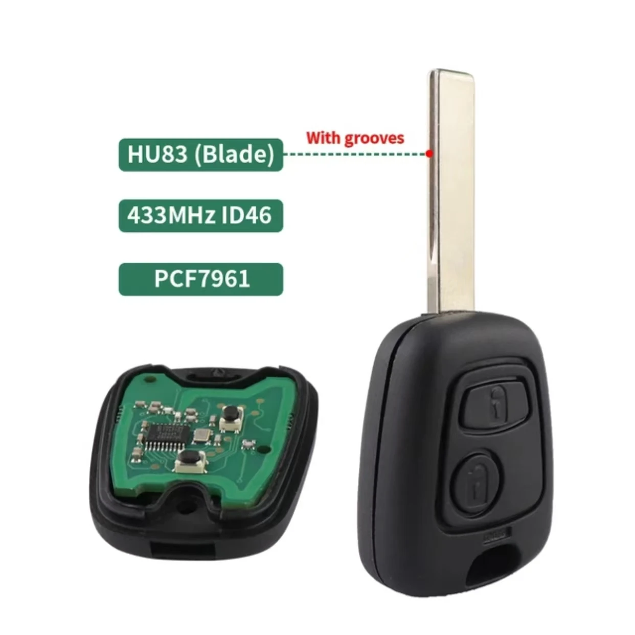 Chiave per auto a distanza JINGXIN 433MHz per Peugeot 107 207 307 407 per Citroen C1 C2 C3 Saxo Xsara Picasso ID46 PCF7961 Chip No Logo Key