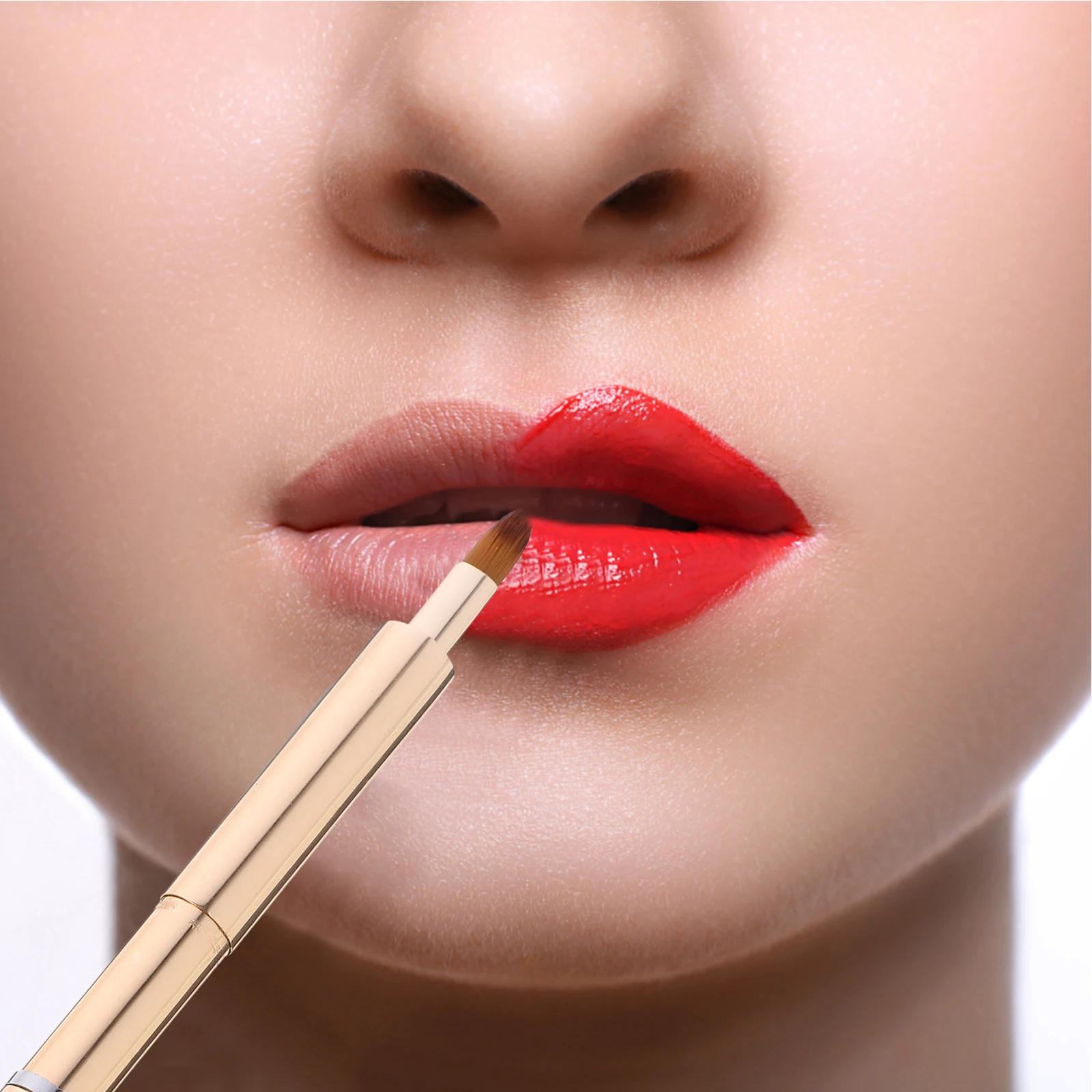 格納式リップブラシ丈夫なポータブルトラベルリップグロスアプリケーター口紅ブラシ女性用メイクアップツール口紅アプリケーター