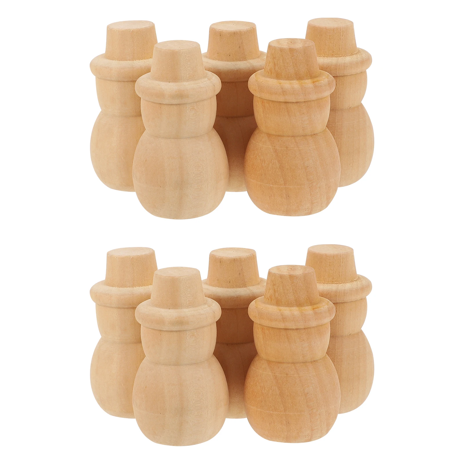 

10 Pcs Snowman Ornaments Wood Decoration Miniature DIY Christmas Crafts Smooth Surface Safe Kids Sewing Accessories