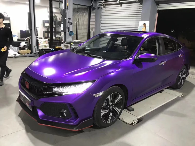

High Quality Matte Metallic Satin Pearl Purple Vinyl Wrap Roll with Air Release Free Self Adhesive Car Wrapping Decal