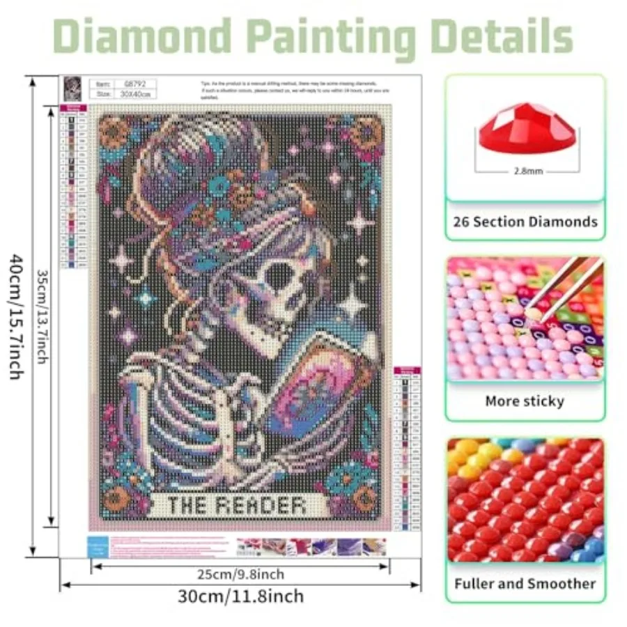 Diamond Painting Kits for Adults, Reader Diamond Art Kits for Adults, DIY 5D Diamond Painting Kits for Beginners Home Wall Deco