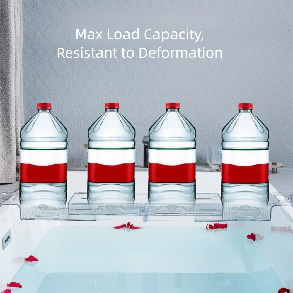 

Anti-Slip Expandable Bathtub Tray Scratchproof Mat with Handles Transparent Bathtub Table Large Capacity Foldable