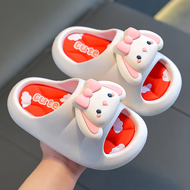 슬리퍼 Kid Slippers for Girl Thick Sole Home Shoes Summer New Flip-flops EVA Soft Non-slip Slippers Cute Cartoon Kids Shoe Pantufa