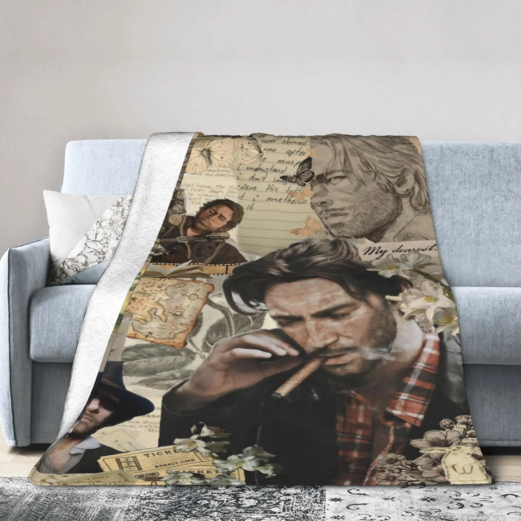 Reds Deads Game Redemptions Knitted Blanket Velvet John Jack Arthur Lightweight Thin Throw Blankets for Car Sofa Couch Bedspread