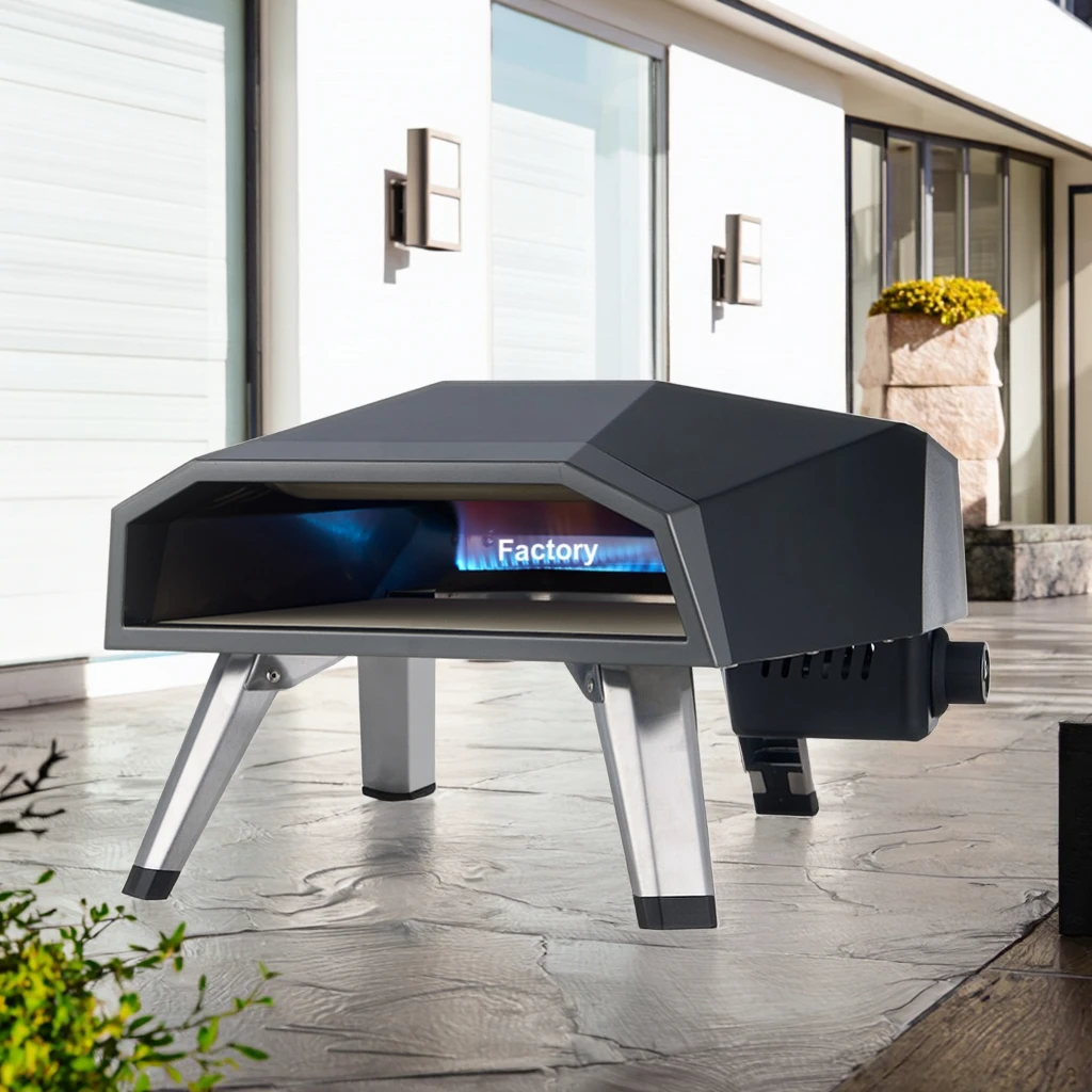 CE Certified 16-Inch Outdoor Gas Pizza Oven and BBQ Grill Modern Style High Quality Powder Coated Finish for Gardens