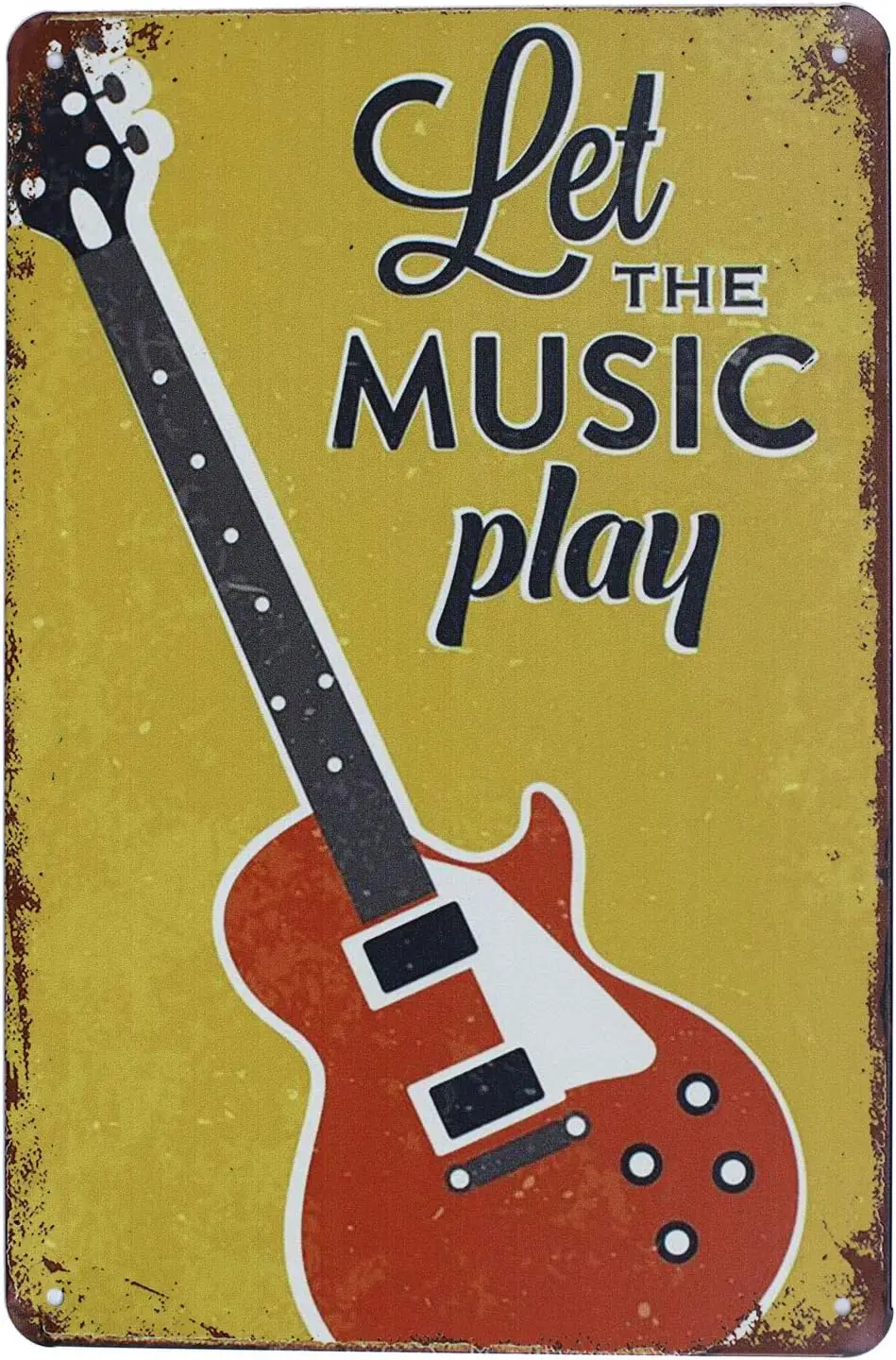ARTCLUB Let The Music Play Guitar металлический жестяной знак Настенный декор