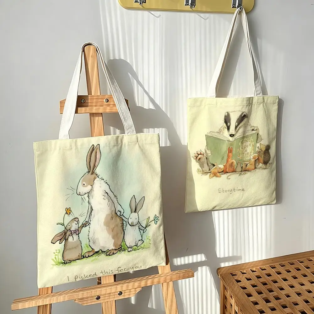 Bolsas de lona con la inscripción 'Guess How Much I Love You', ideales para ir a clase, ir de compras, regalos y viajes diarios.