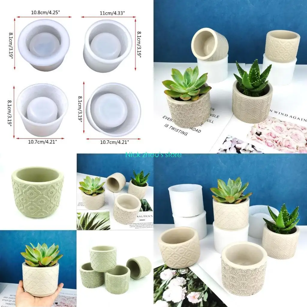 

E15E Makeup Brush Holder Mold Flower Planter Pot Molds,Cylinder Resin Mold