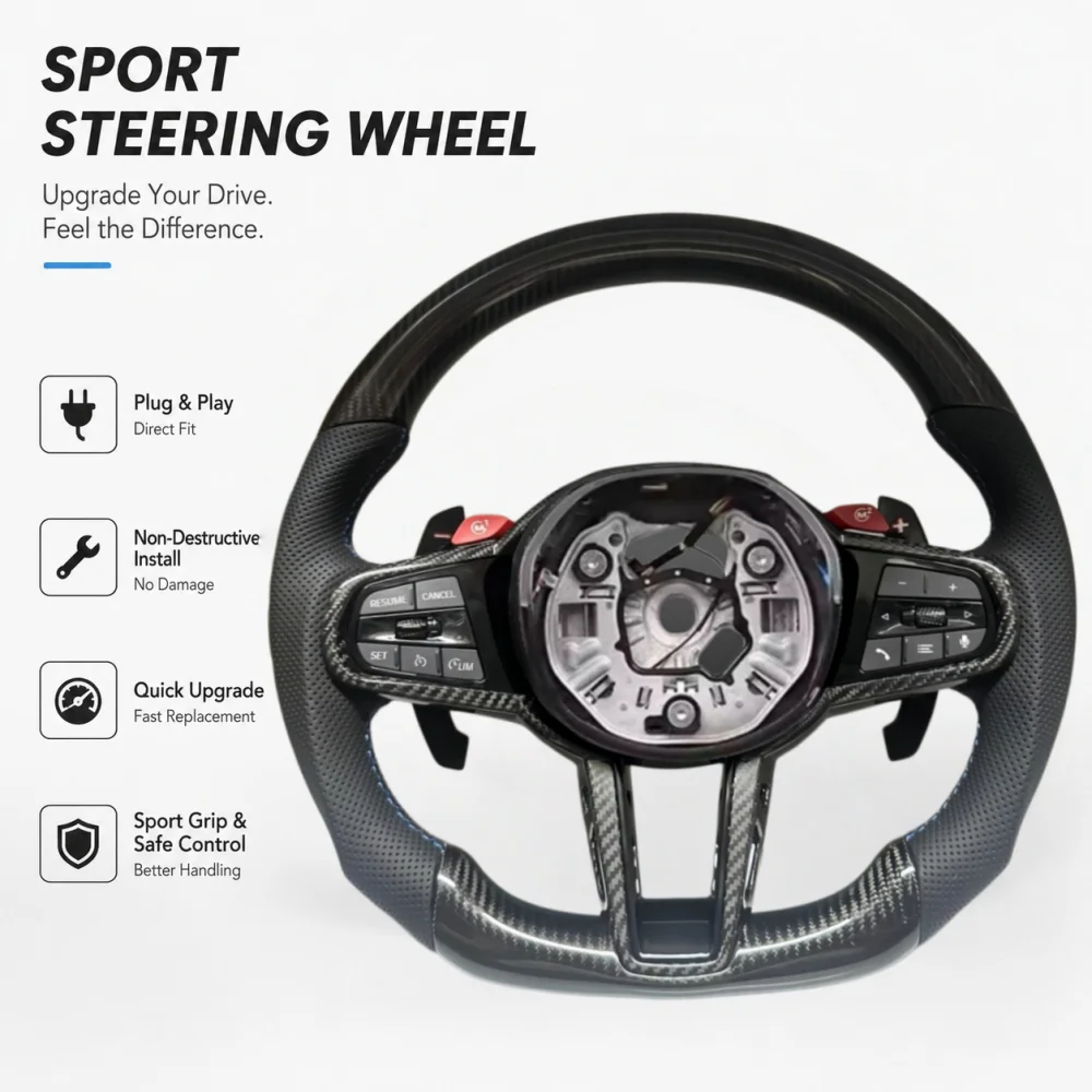 

Carbon Fiber M4 G01 G02 G05 G31 G32 G82 G42 G14 G20 G21 G80 G81 G22 G23 G26 G30 G15 G32 G87 G80 X1 X3 Steering Wheels For BMW CS