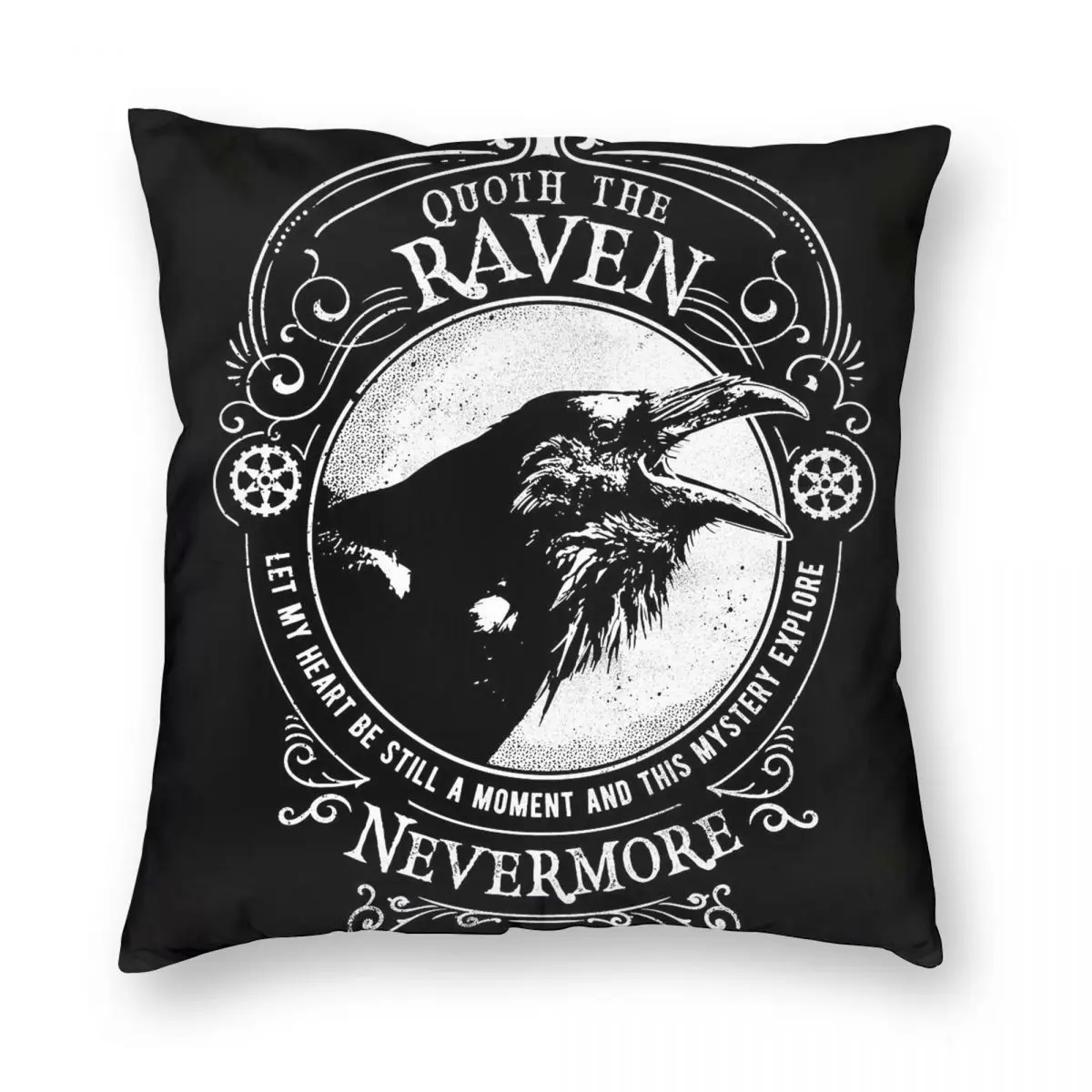 Nevermore-Taie d'oreiller carrée en polyester, lin, velours, motif, fermeture éclair, décoratif, chambre, housse de coussin, 18 ", corbeau, Allen, Poe, vente en gros