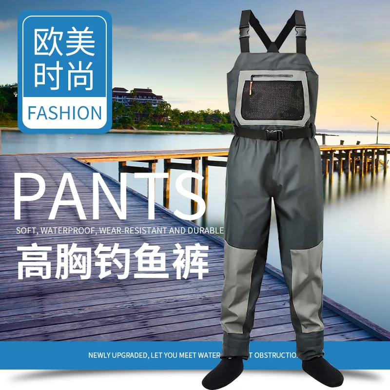 Three Layer Breathable and Waterproof Road Fishing Suit Outdoor Underwater Fishing Wading Pants Stocking Foot