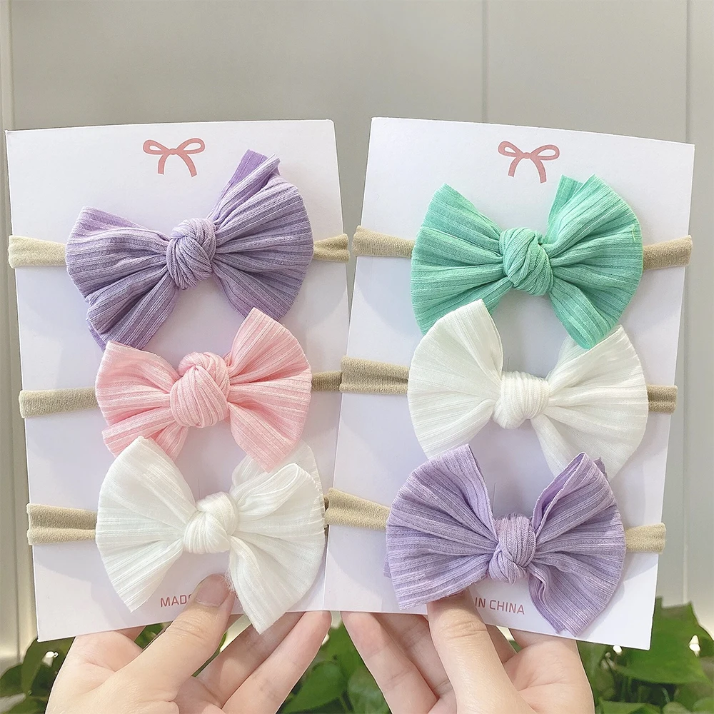 3/4Pcs/Set Lace Print Bows Headband for Kids Girls Newborn Baby Headband Nylon Elastic Hair Band Headwear Hair Accessories Gift