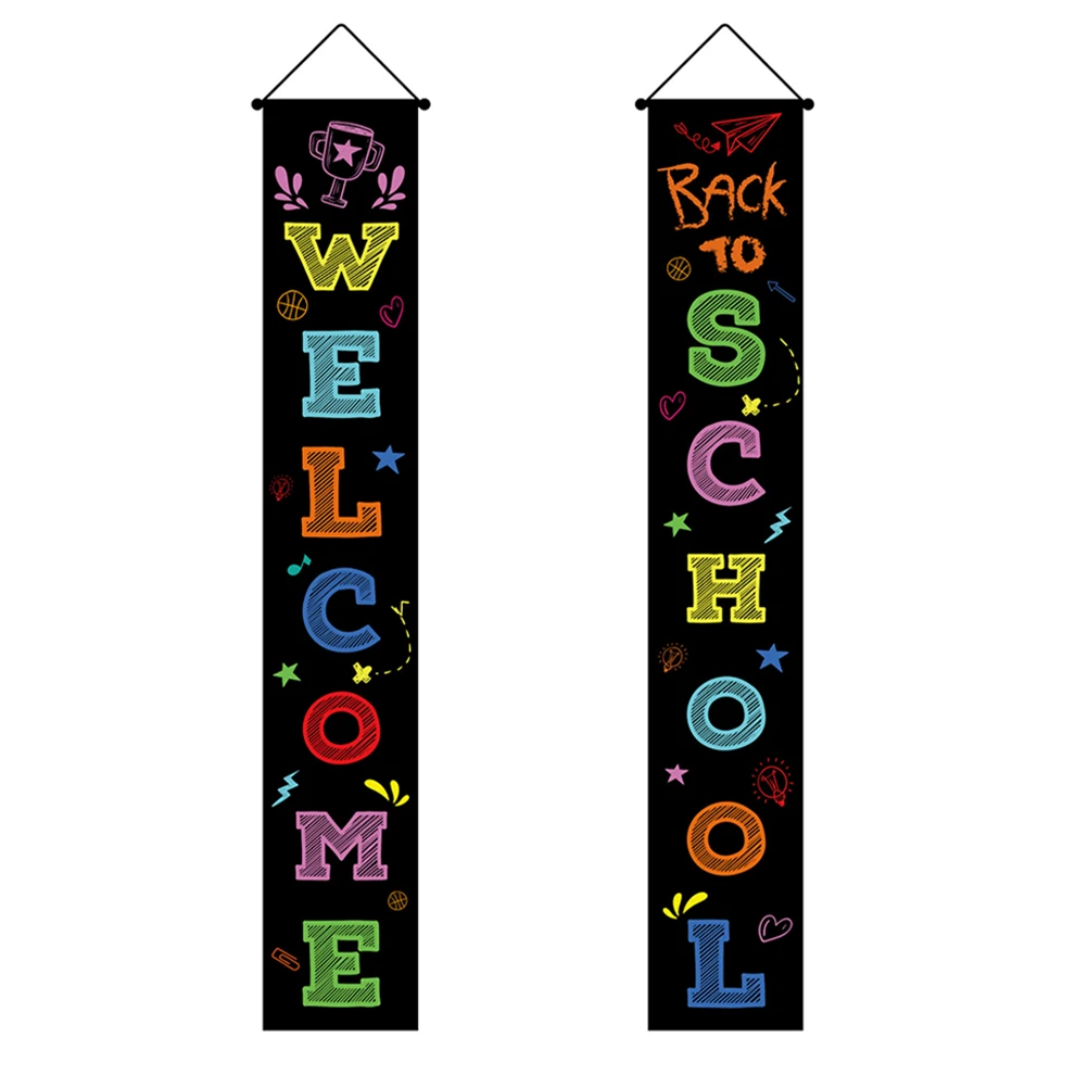 

Back to School Couplets Flags Banners Door Curtains Reusable Party Decorations for School Season Classroom Atmosphere Hanging