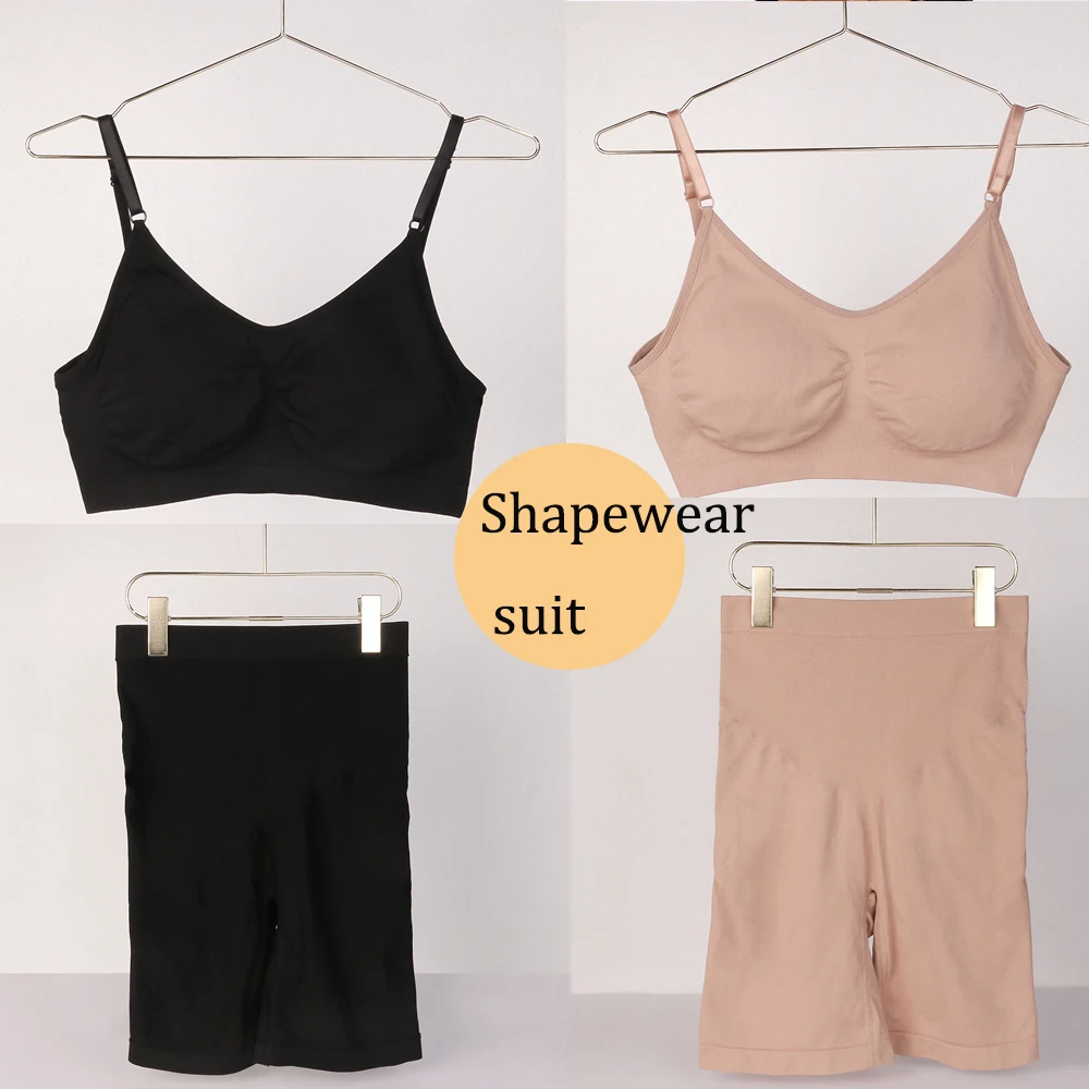 Shapewear Set pembentuk tubuh wanita, Bodysuit untuk kontrol perut tanpa jahitan Shapewear celana pendek