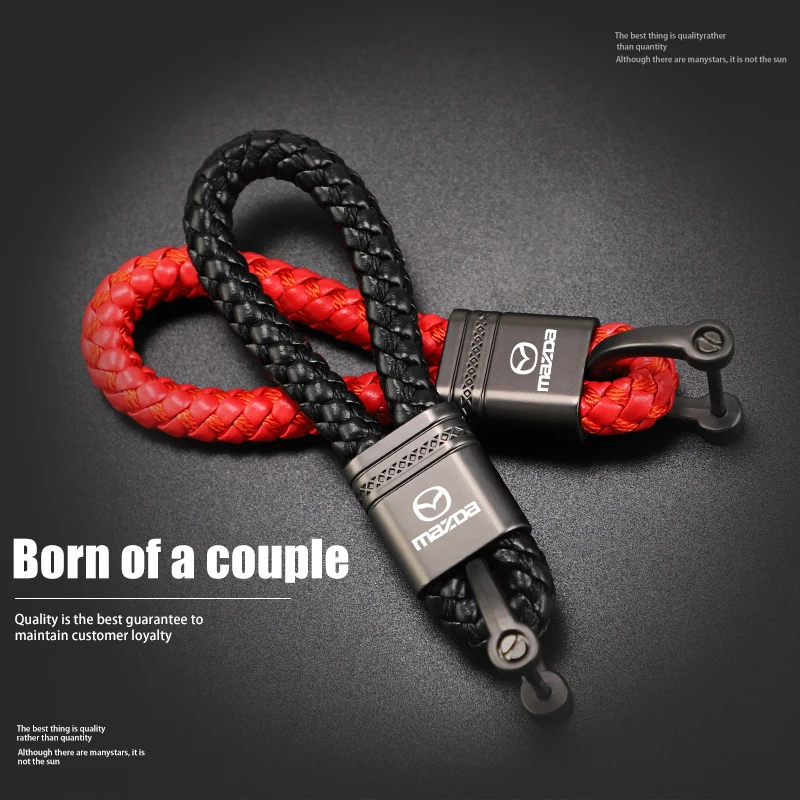 Car Styling Keychain Leather Woven Rope Metal Key Ring For Mazda 6 3 2 Angkesaila CX3 CX4 CX5 CX9 CX7 CX30 RX8 MX5 MX3 MS MP