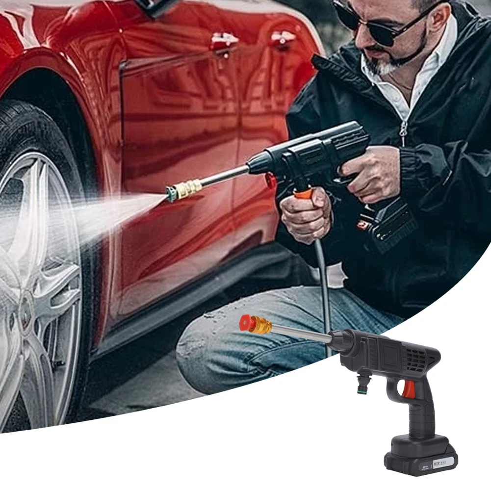 21V Automobile Water Cordless 26BAR High Pressure Cordless Car Washer Spray Car Wash Water Cleaning Tool US/EU Plug