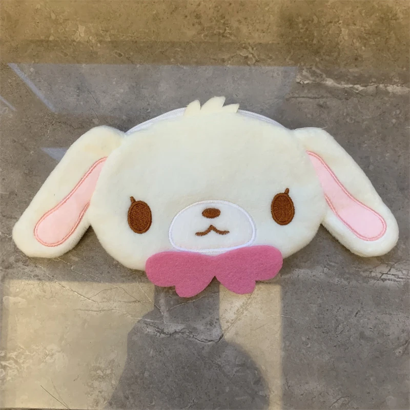 Sugarbunnies Plush Coin Purse Wallet Cartoon Anime Bunny Face Cute Coin Pouch Thin Mini Coin Case Kawaii Money Bag