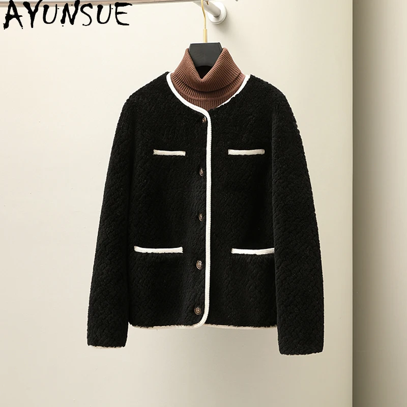 

AYUNSUE бархатная куртка из 100% шерсти, женская одежда, короткие модные женские куртки, новая верхняя одежда 2025 года, Ropa Para Mujer